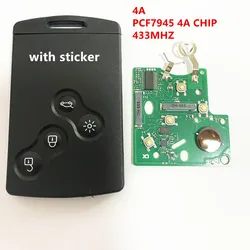 1/3/5pcs 4 button remote key card keyless smart key 433mhz 4A PCF7945 chip 7945 for Renault Clio 4 Key captur key After 2013