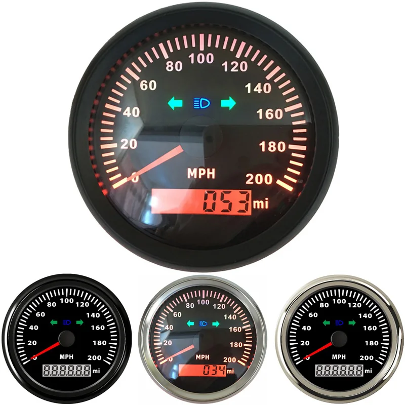 New Arrival 85mm 0-200MPH Trucks GPS Speedometers Speed Mileometers Auto Gauges Devices with Left and Right Turn Left Function