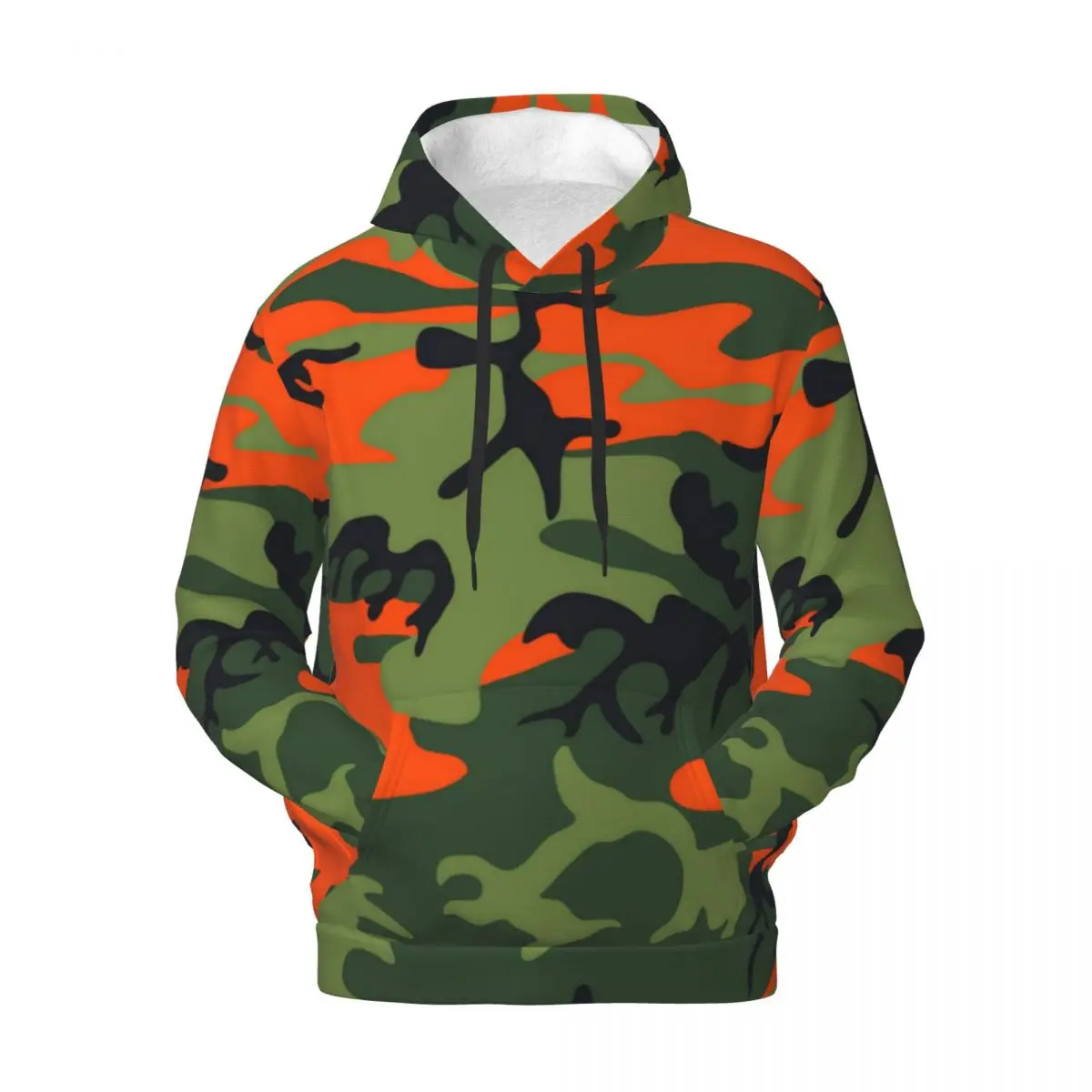 Orange And Green Camo Streetwear Hoodies Autumn Army Camouflage Hip Hop Pullover Hoodie Couple Oversize Casual Warm Sweatshirts