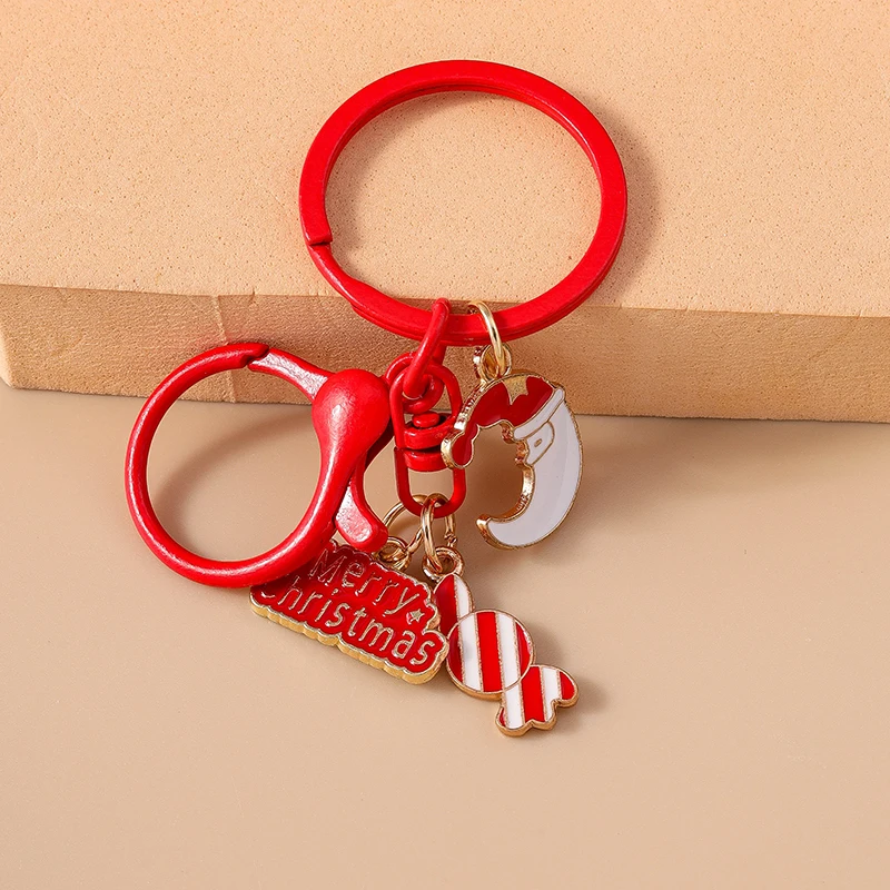 Modischer Weihnachtsbaum-Schneemann-Schlüsselanhänger für Autoschlüssel Festliche Geschenke für Frauen Männer Handtaschenanhänger Schlüsselringe DIY-Accessoires – Detail 11