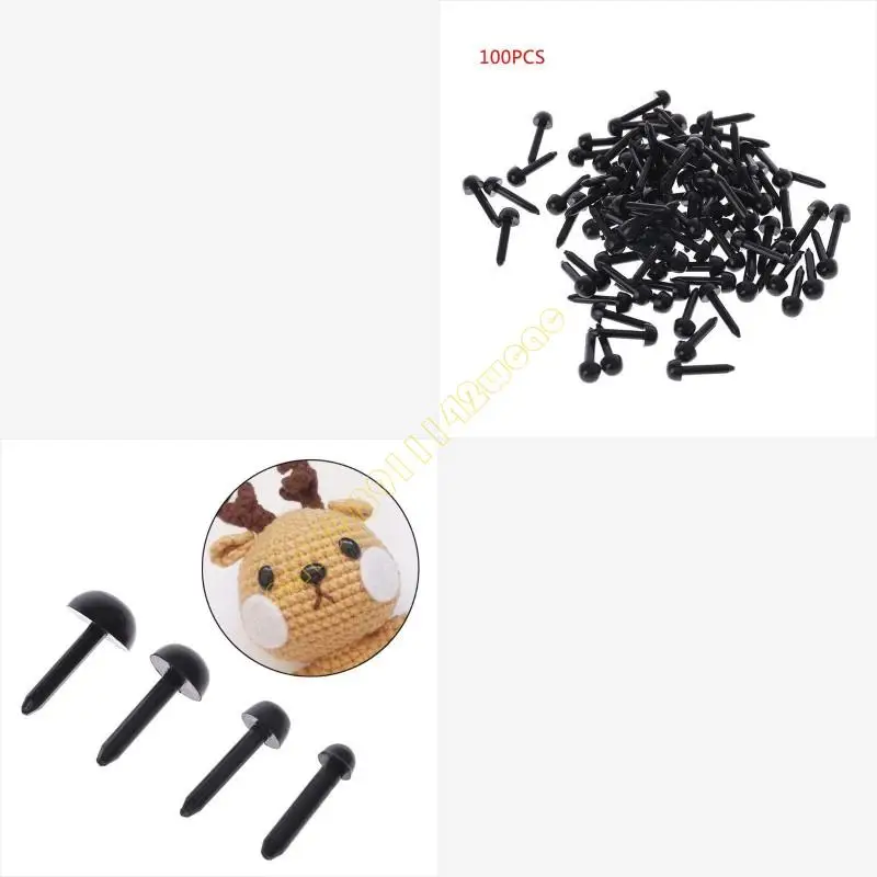 

100Pcs 3mm/4mm/5mm/6mm DIY for Doll Puppet Plastic Black Pin Safety Eyes For Han DXAD