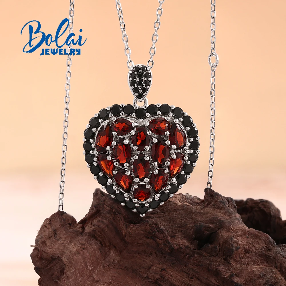 925 Sterling Silver Pendant necklace natural garnet Heart design January Birthstone  jewelry for women Birthday Engagement gifts
