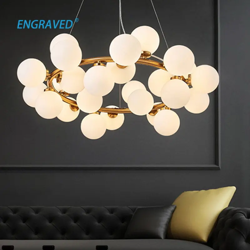 

Nordic Round chandelier Glass Ball Chandeliers Restaurant Bar Kitchen Living room ring scandinavian lamp fixtures