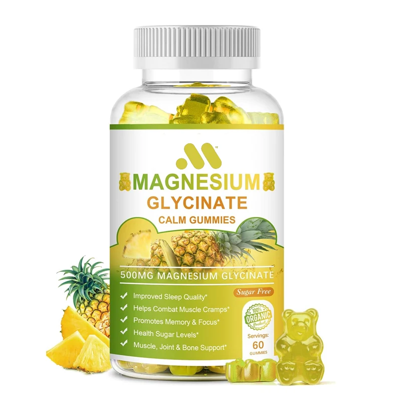 Citrate gummies 1000mg, taurine 500mg&Matale 200mg - Magnesium potassium supplement for calming mood 60 pineapple gummies