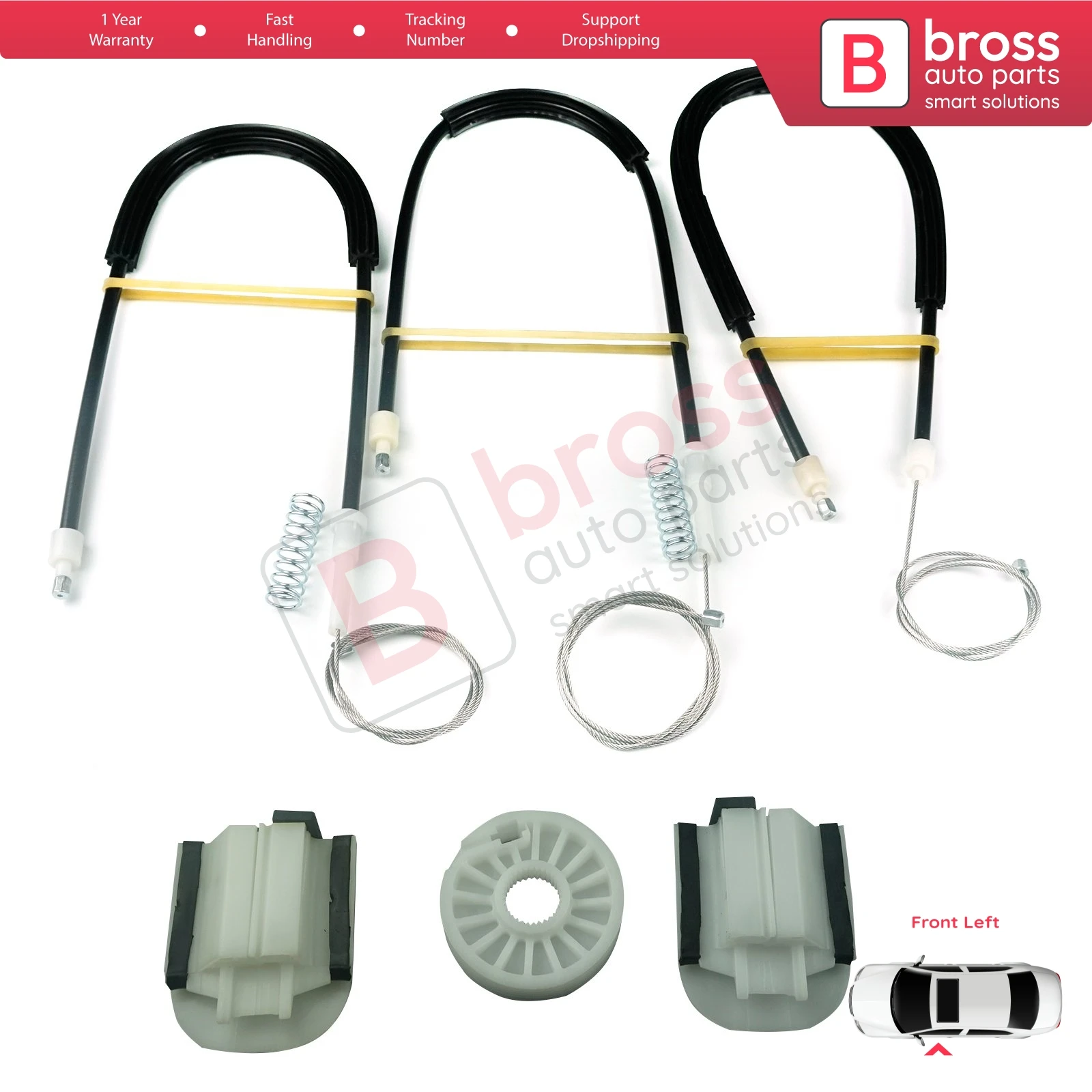 Bross – Kit de réparation de lève-vitre électrique, pièces automobiles BWR1015, porte avant gauche, pour Ford Mondeo MK4 2008 – 2014