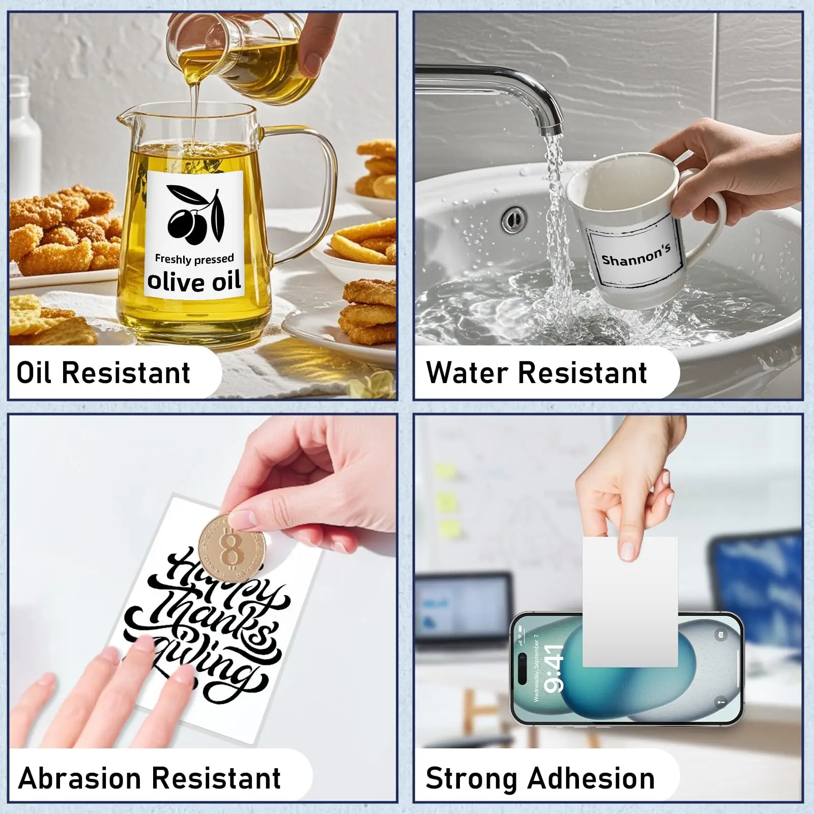 White/Transparent Thermal Labels Waterproof Oil/Scratch Stickers for M110/M220 Printers, Shipping Barcodes, Retail Branding