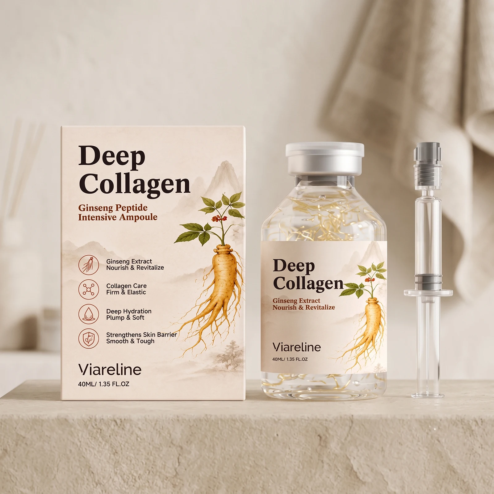 Ginseng Peptide Intensive Lifting Ampoule Anti-Aging Serum For Face With Collagen Peptide Complex Skin Tightening & Firming