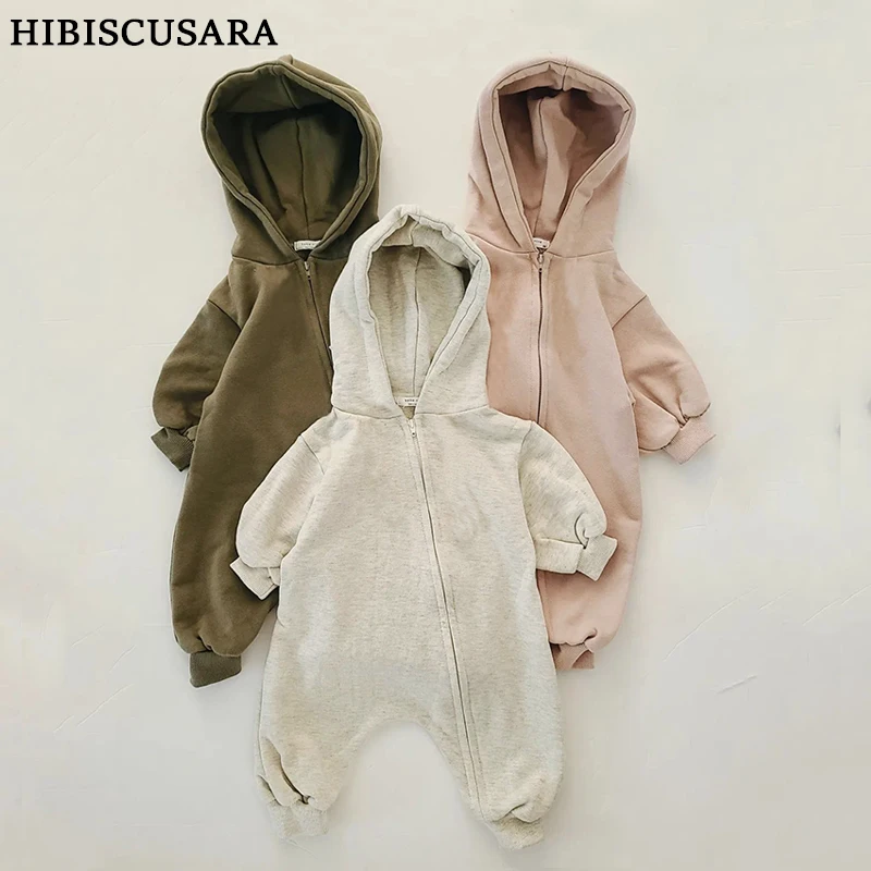 Organic Cotton Baby Romper Hooded Infant Autumn Spring Long Sleeve Jumpsuit Zipper Outwear Toddler Boys Girls Hoodies Outfits