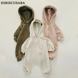 Organic Cotton Baby Romper Hooded Infant Autumn Spring Long Sleeve Jumpsuit Zipper Outwear Toddler Boys Girls Hoodies Outfits