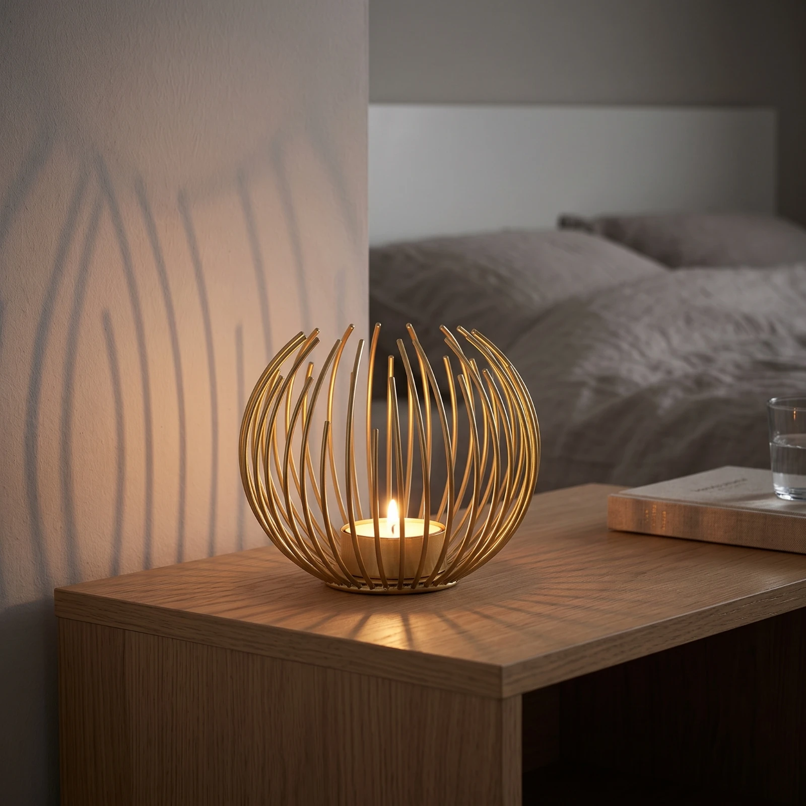 Candle Holder with Cup Base Slender Wire Candle Holder Tabletop Accent Metal Decor Decorative for Dining Table, Living Room