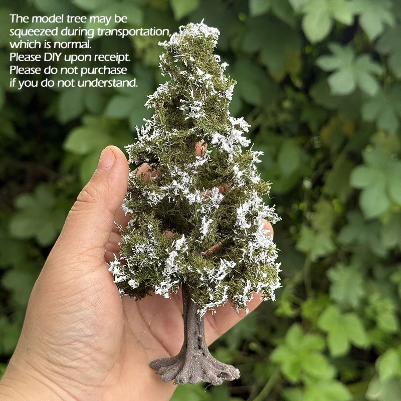 New wire cedar tree model with base 10/15/23cm sandtable model winter landscape Model dark pine tree scale train railroad layout