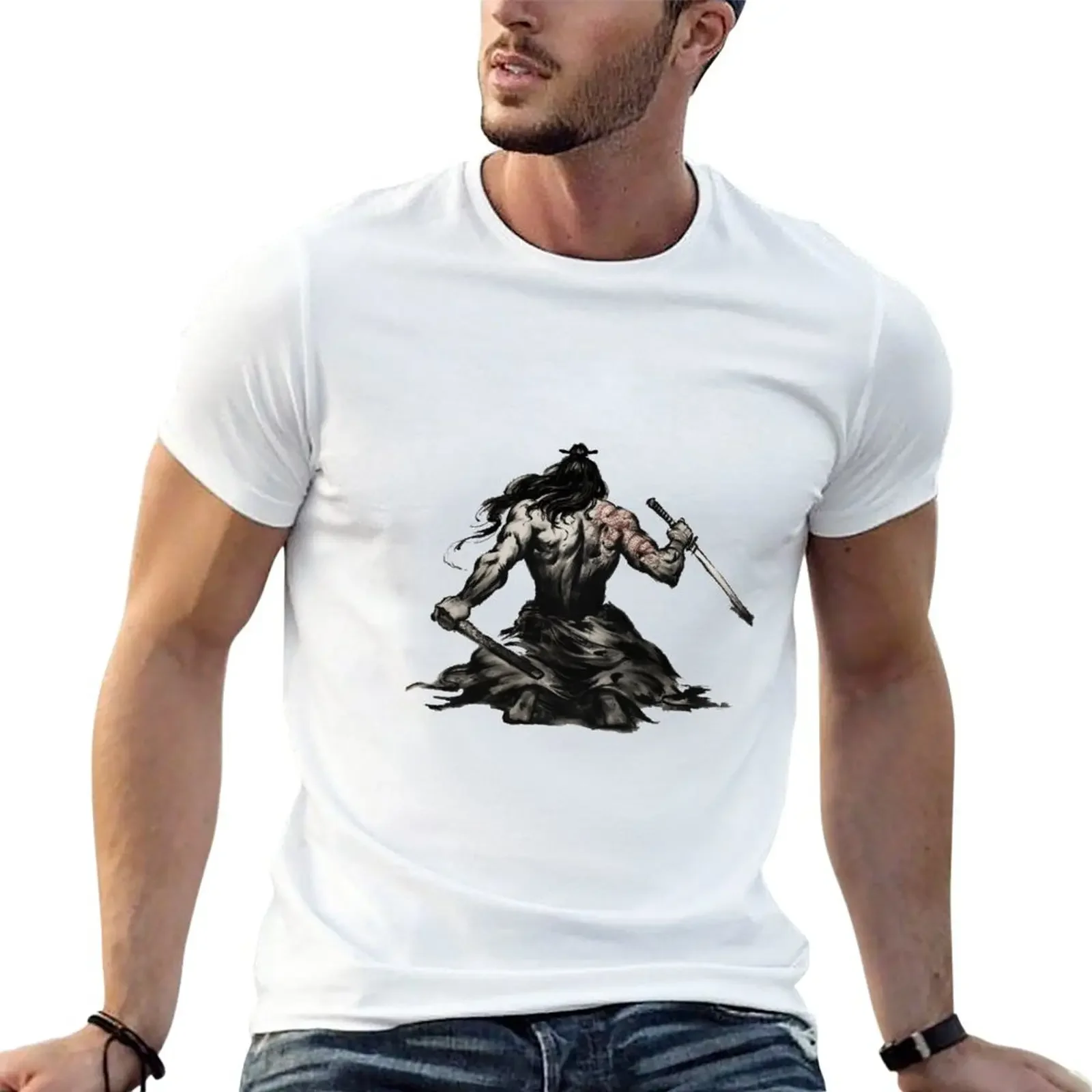 Футболки samourai, футболки с графическим принтом, милые топы, облегающие футболки на заказ для мужчин