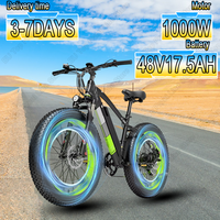 LANKELEISI Electric Bike 1000W Brushless Motor 48V17.5AH Lithium Battery Mountain E-bike 26*4.0 Inch Fat Tire Electric Bicycle