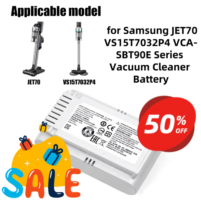 

21.6V 2400mAh Li-ion Replacement Batteries for Samsung Jet 70 VS15T7032P4 VCA-SBT90E Vacuum Cleaner Battery