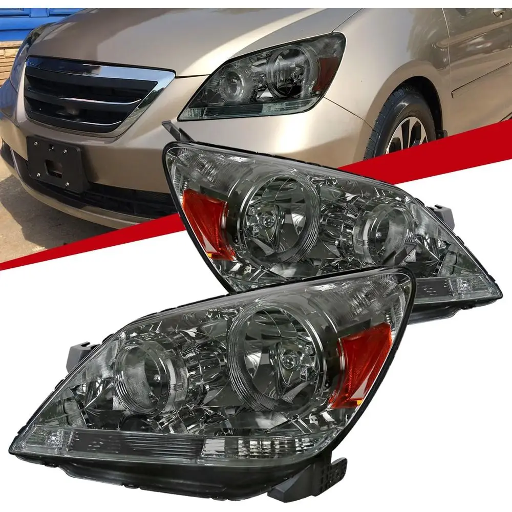 

Fits 05-07 Honda Odyssey Smoke Headlights Headlamps Left+Right Pair