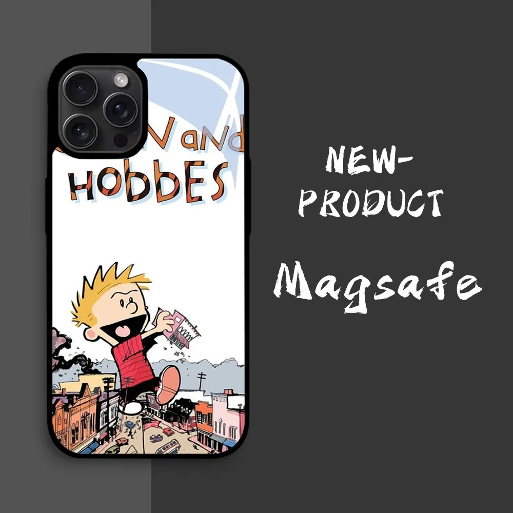 Cartoon C-Calvin And H-Hobbes Phone Case For iPhone16 15 14 13 12 11 Pro Xs Max Mini XR X 7 8 Plus luxury Mirror Hard Funda