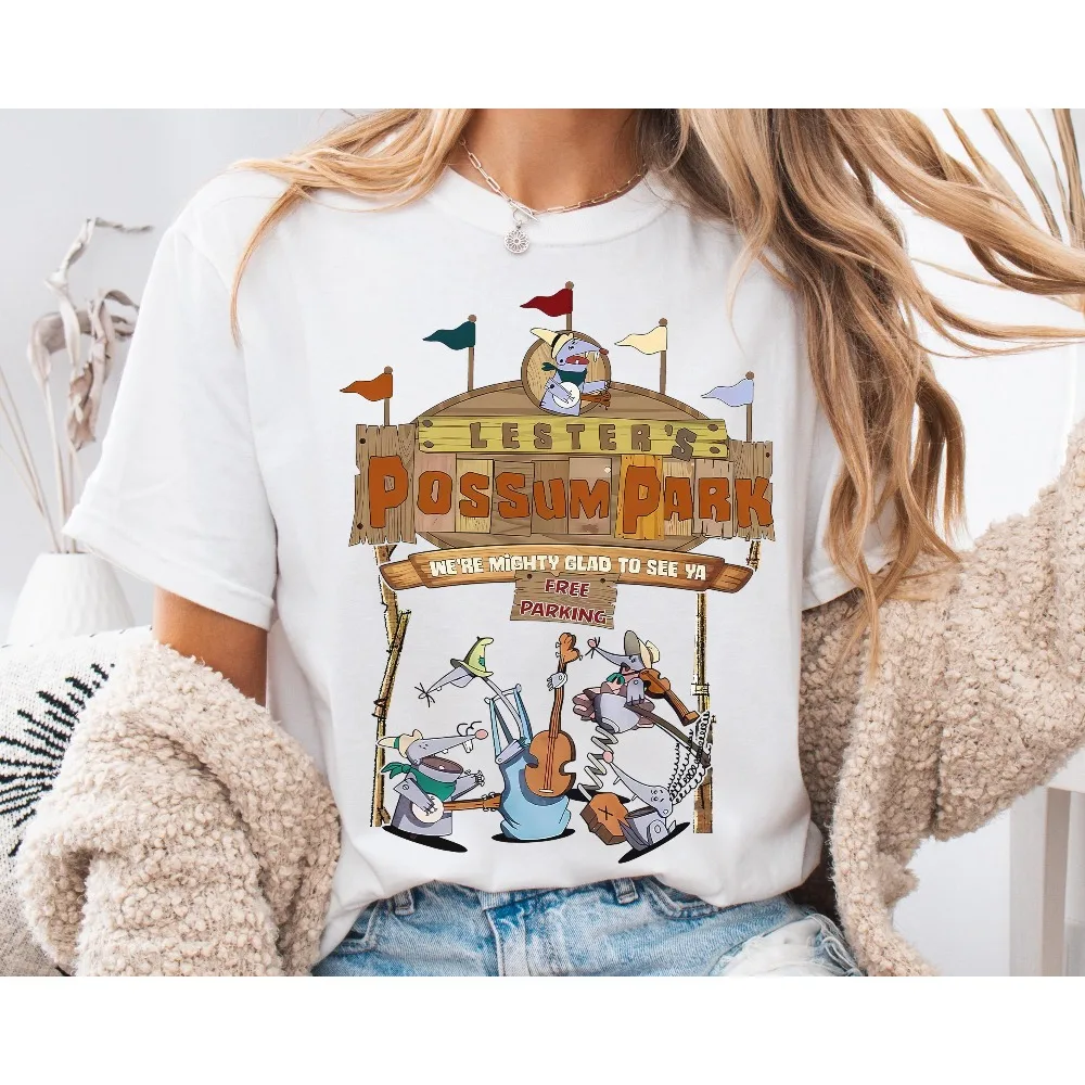 Vintage Disney A Goofy Movie Characters Shirt, Lester's Possum Park T-Shirt, Possum Posse Jamboree Tee, Disneyland Family