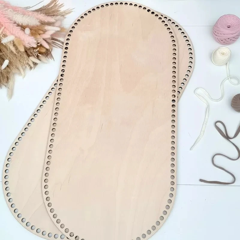

Natural Wood Moses Basket Base Shaper 58x30cm Oval Bottom for DIY Crochet Knitting Weaving Crafts Baby Basket Making