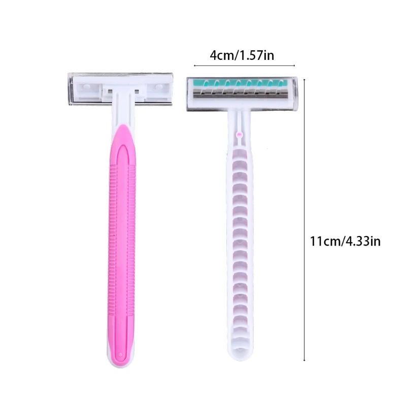 4 ชิ้นเครื่องโกนหนวดแบบพกพาใบมีดคู่ทิ้งสำหรับมีดโกนกำจัดขนสำหรับผู้หญิง