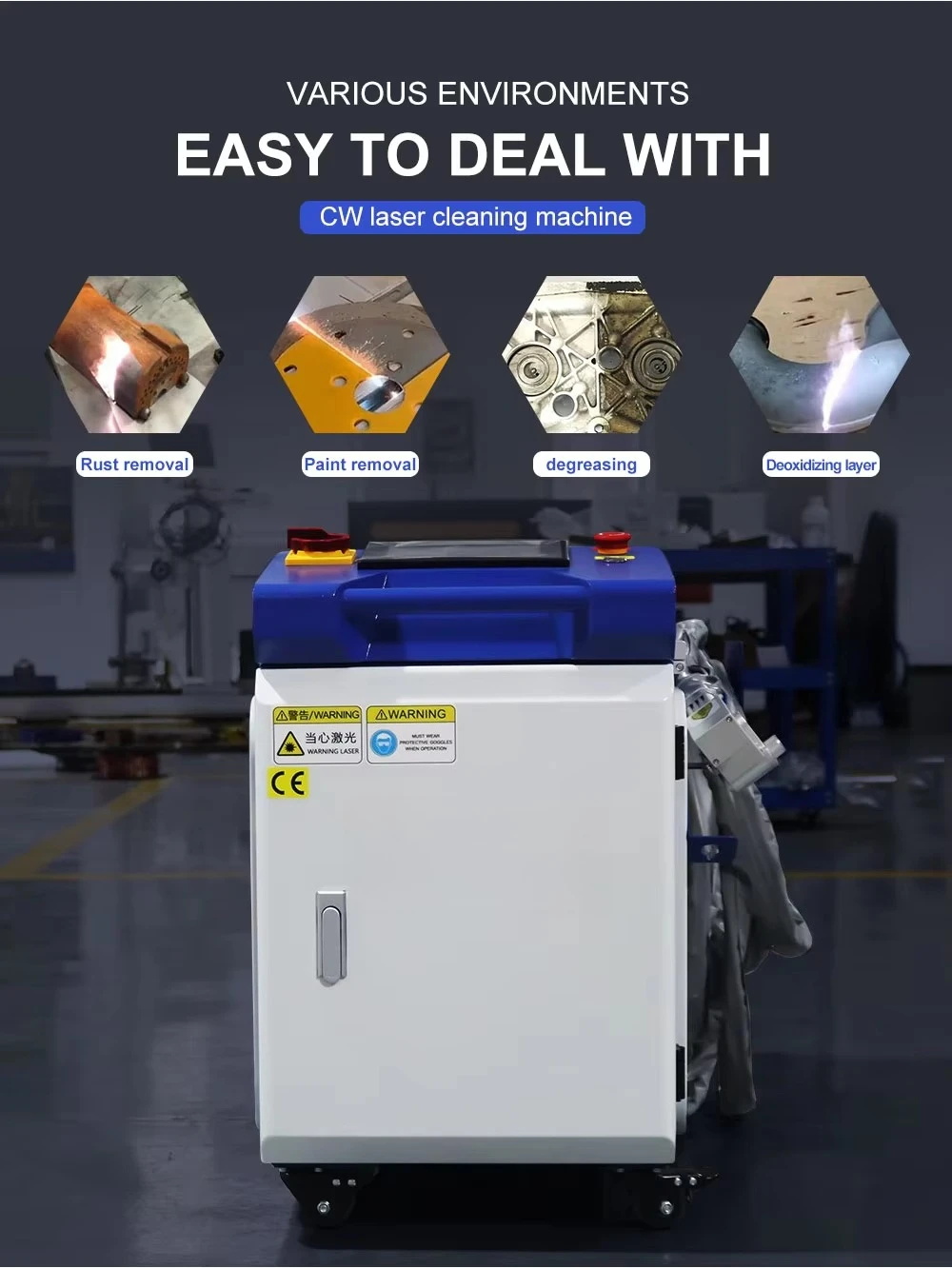 

SWT 6000W continuous cleaner for industrial machinery and steel structures with air cooling systems