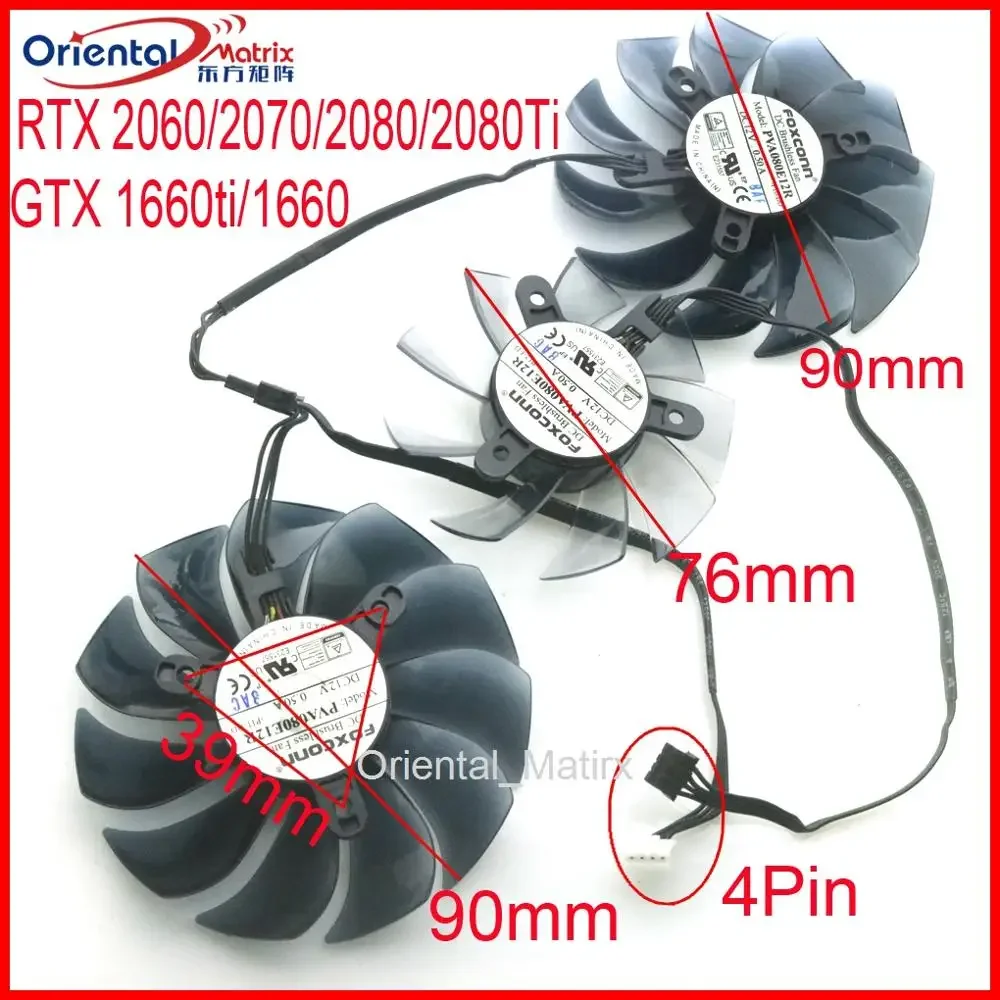 3pcs/Lot PVA080E12R 12V 0.5A VGA Fan For iGame RTX2060 2070 RTX2080 RTX2080Ti GTX1660ti GTX1660 Graphics Card Cooling Fan 4Pin