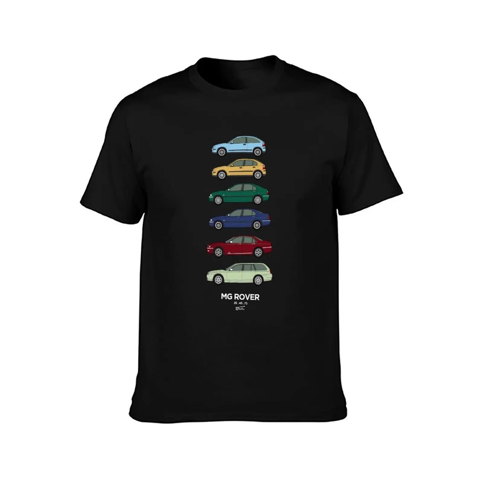 Rover 2001 25, 45, 75 Classic Car Collection T-Shirt, Summer Casual Cotton Tee, Oversized Streetwear Tops, Vintage Graphic Print