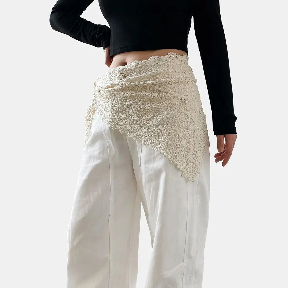 

All-match Fake Collar Lace Shawl Cape Cloak Lace Triangle Scarf White Clothes Decoration Flower Scarves Female