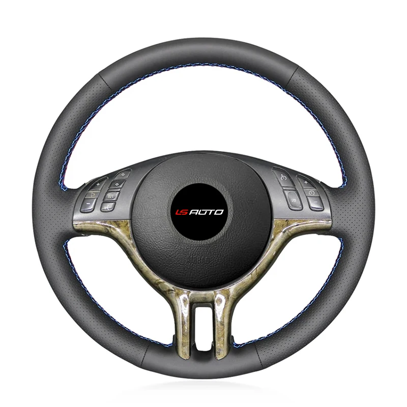 Hand Stitched Steering Wheel Cover for BMW E46 318i 325i 330ci E39 X5 E53 Z3 E36/7 E36/8 Braiding Steering Wheel Cover for E46