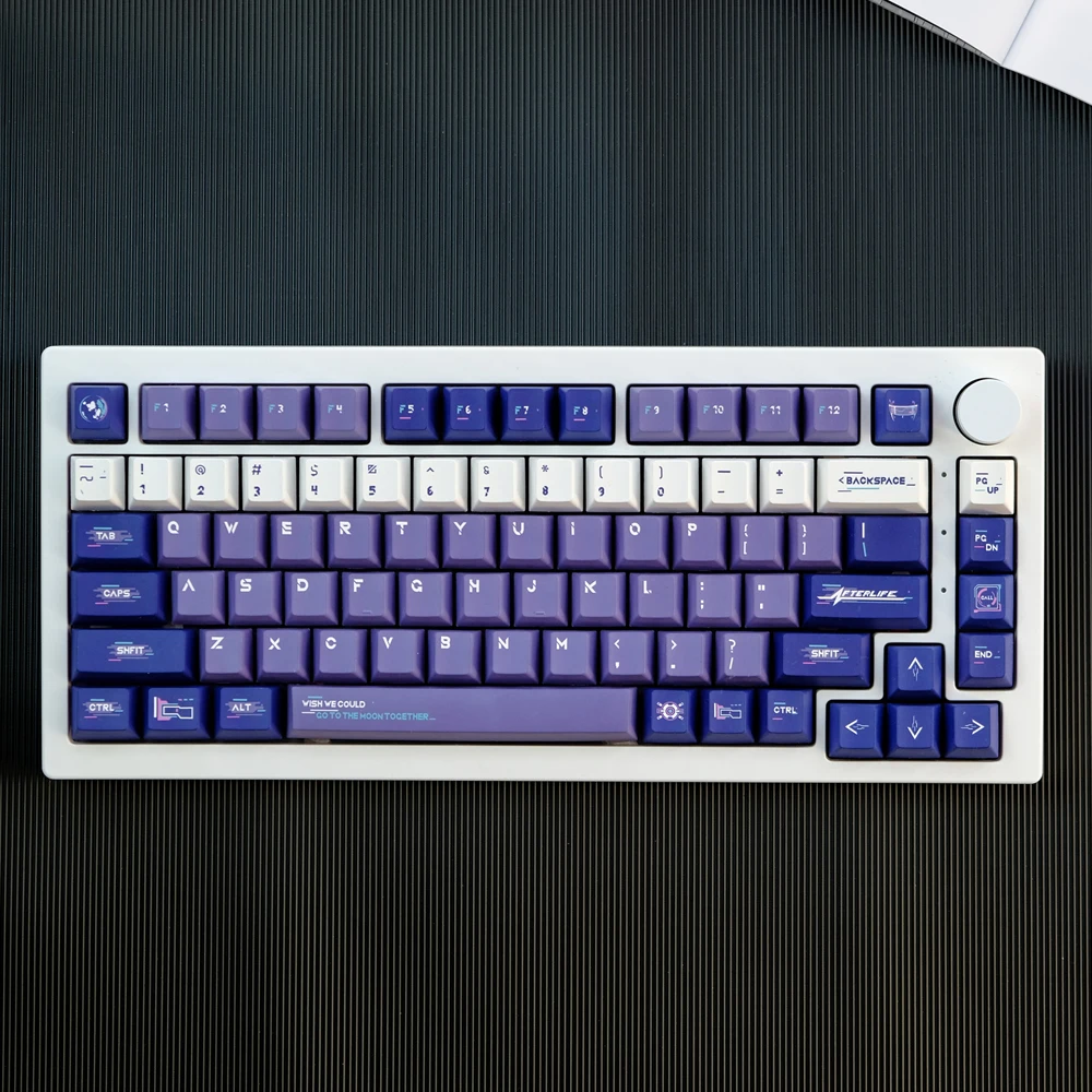 129 Keys GMK Cyberpunk Keycaps Cherry Profile PBT Dye Sublimation Keycap Blue Purple For MX Switch Mechanical Keyboard GK61