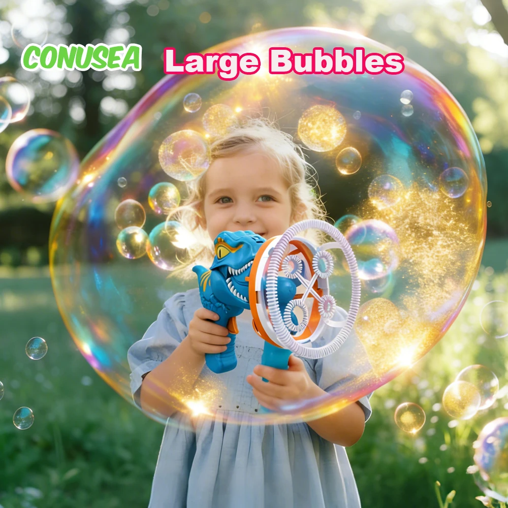 

Электрический пистолет для мыльных пузырей в виде динозавра, большая пузырьковая машина для игр на открытом воздухе, для детей, мальчиков и девочек.