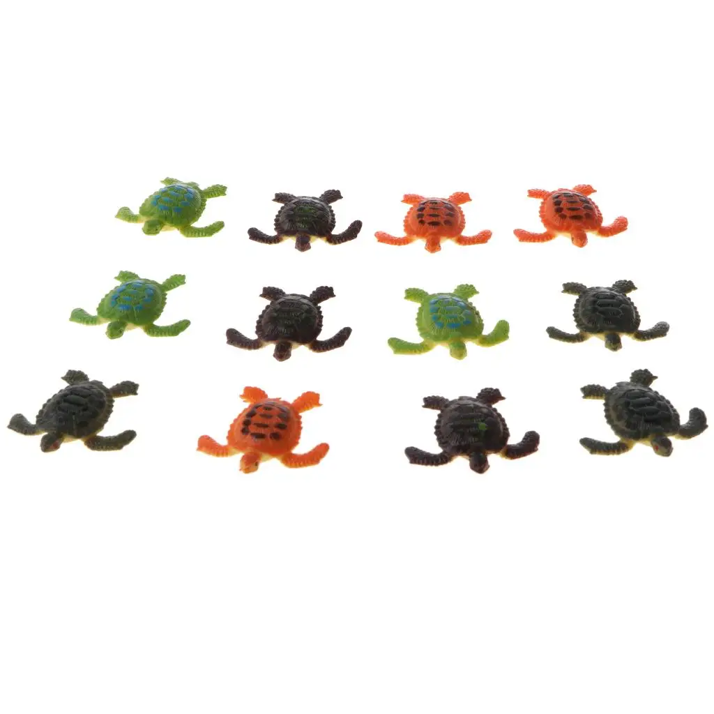 Pack Of 12 Plastic Turtles Figures - Assorted Toys Science Educational Toys