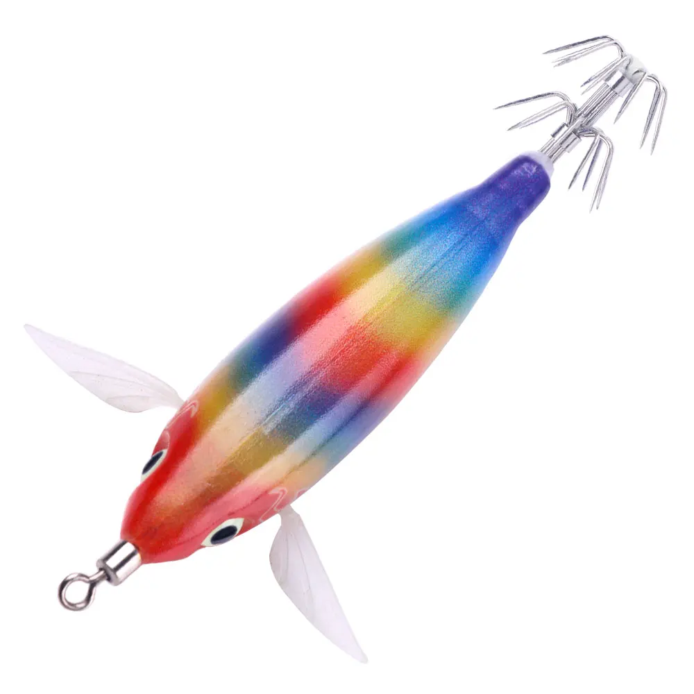 Eggi Set Squid Hooks squid trolling Lure with wingArtificial Plastic Squid Sea Boat Fishing Cuttlefish Bait Luminous 8cm/6g