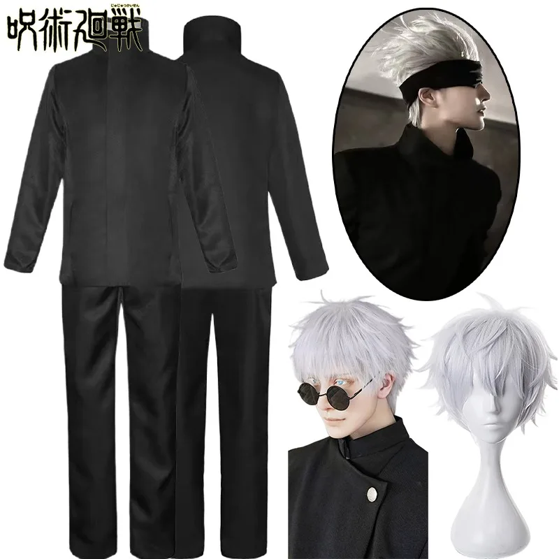 

Jujutsu Kaisen Satoru Gojo Cosplay Costumes Role-playing Wig Props Halloween Costume Set Comic Convention Eye Cover Cosplay Prop