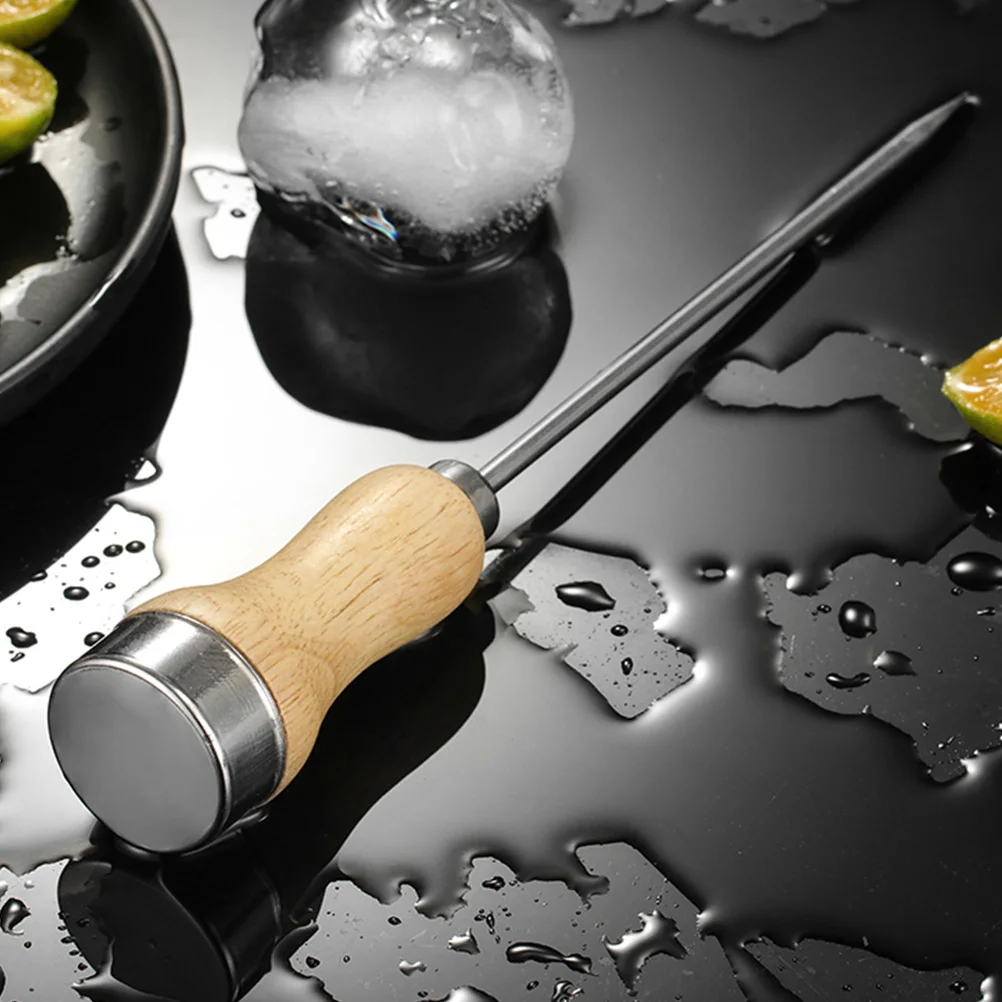 

2pcs Stainless Steel Ice Crusher With Wooden H H Ice Pick Crusher Breaking Tool Home Use Eco Friendly Non
