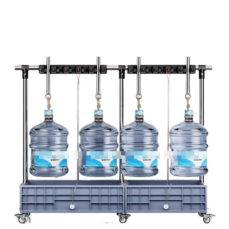 

Mop rack Floor-to-ceiling stainless steel movable mop broom hanger No punching