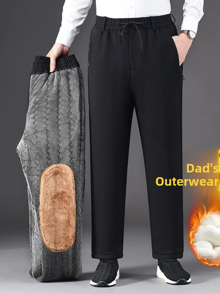 

Thiened Fce Lined High Waist Loose Cotton Pants for ly Men Winter Outerwear Special Thi ly Men's Trousers
