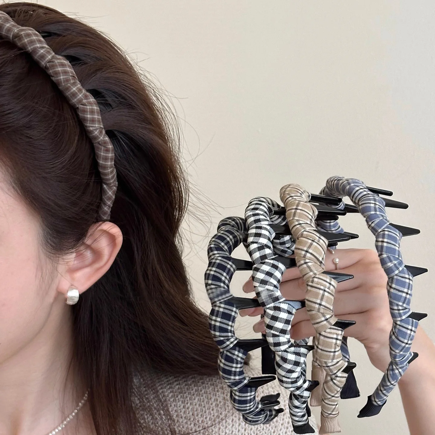 

Elegant Rhinestone Design hairband for Women Headwear Daily Wear Hairpin Solid Color Non-slip Wash Face Headband Hair Accessory