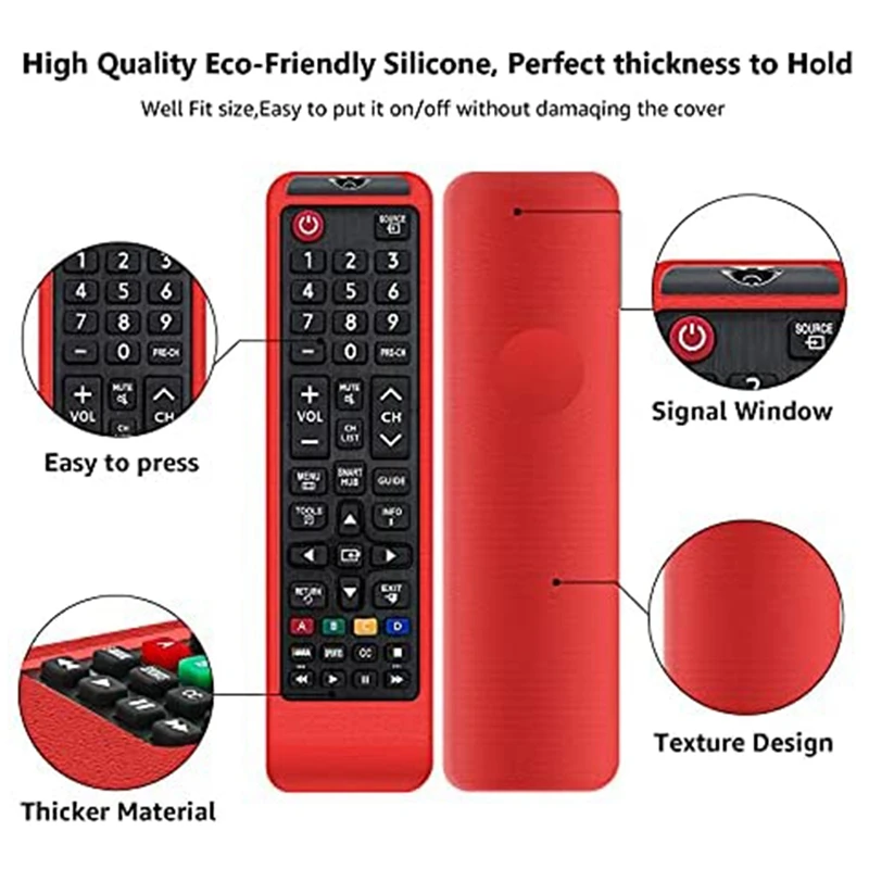2er Pack Universal remote Cover Case kompatibel für Samsung 3D Smart TV Fernbedienungen BN59-01199F BN59-01315A (rot + blau)