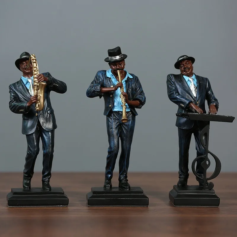 

Light Luxury Creative Rock Band Statue, Retro Instrument Musician Statue,Home Decoration, Saxophone Guitar Singer,Bar Decoration