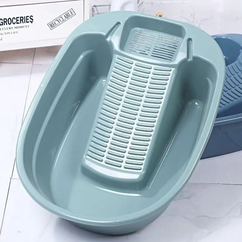 

Large Thiened Plastic One-Piece Laundry Scrubbing Basin with Scrub Board for Home Use And Students Inteated Design