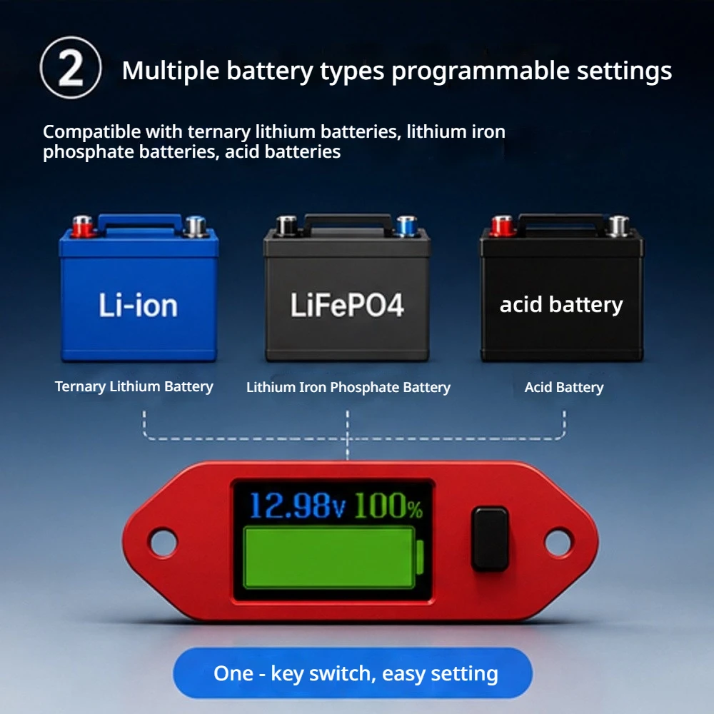 

DC4-55V Programmable Battery Voltage Indicator Color Screen NCM LFP Lead Acid Meter for E-bike DIY Energy Storage Battery Pack