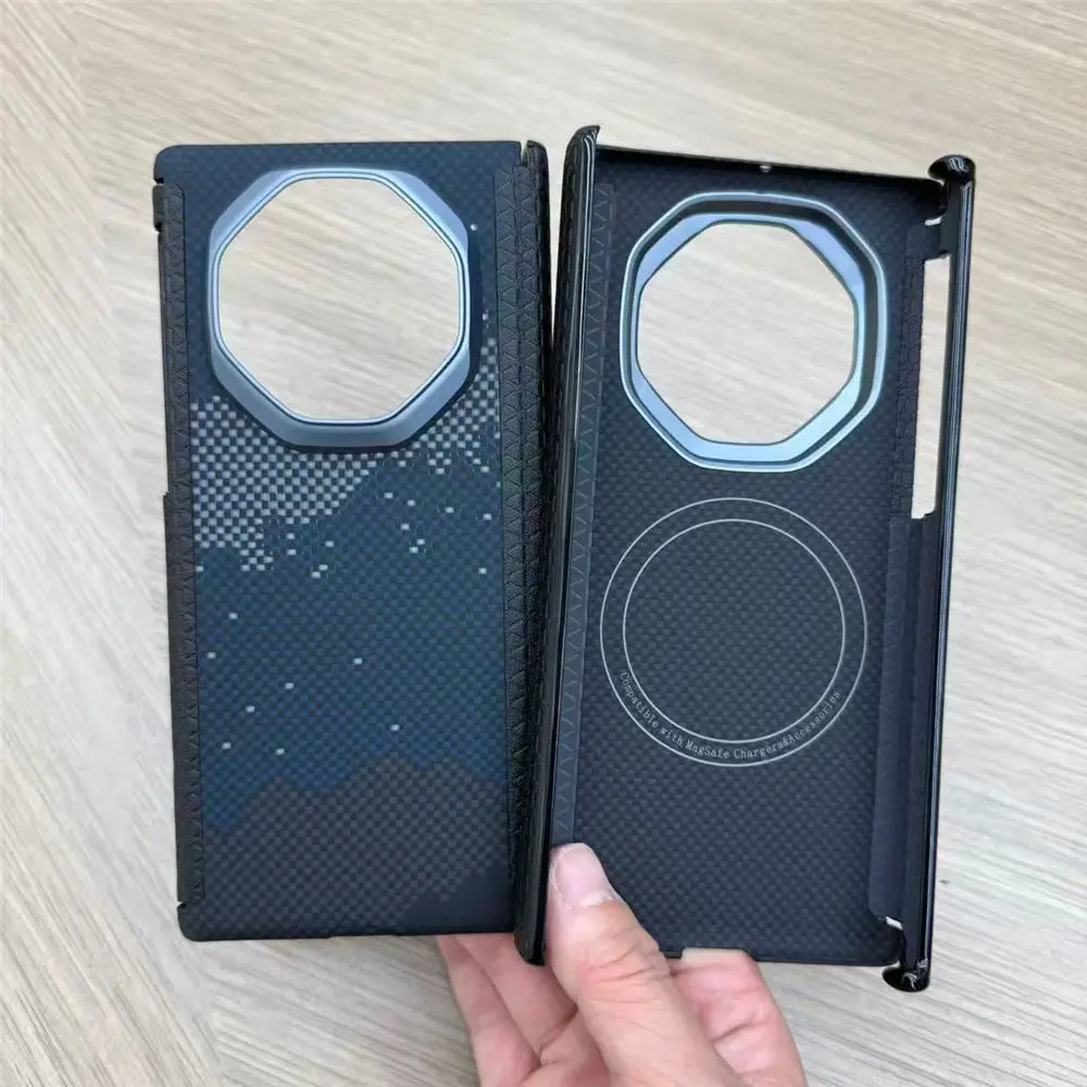 

Magnetic Aramid Carbon Fiber Double Hinge Magsafe Case For Huawei Mate XT Matte Hard Cover