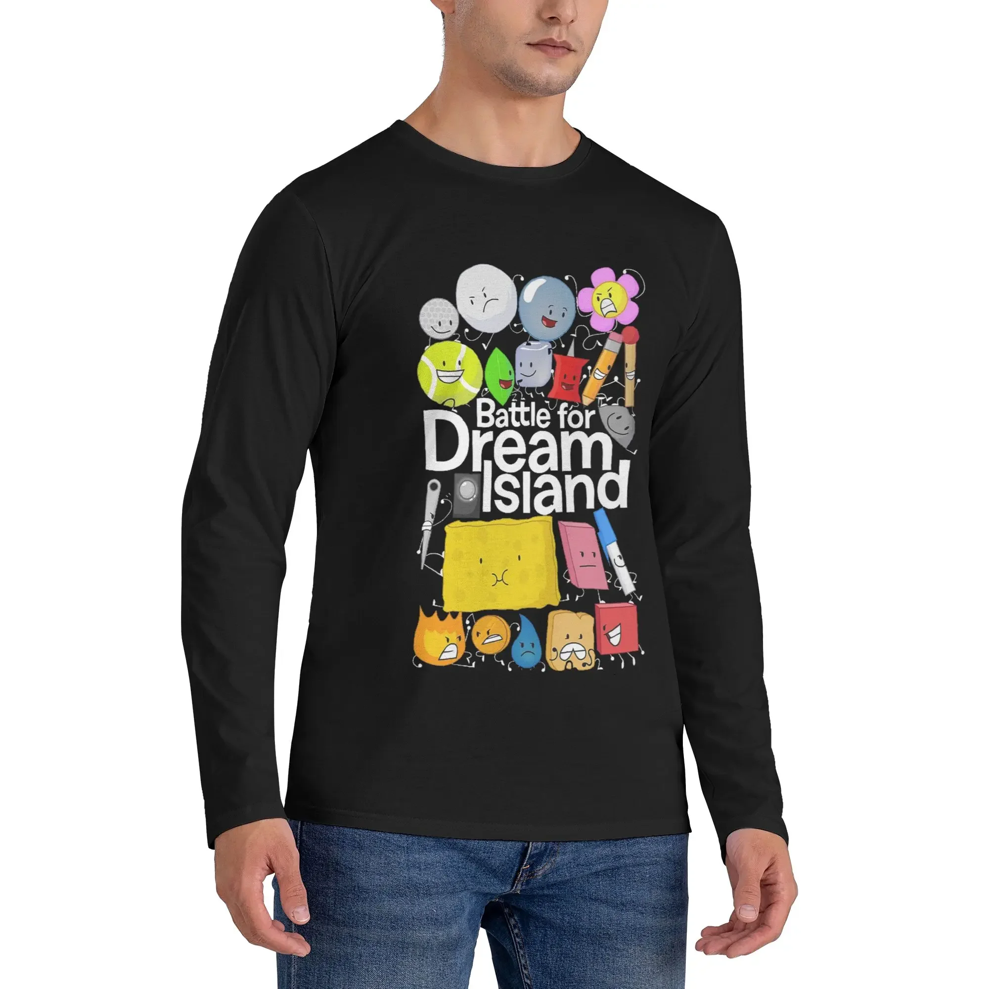 

BFDI Poster Black Men's Long Sleeved T-shirt Fashion Round Neck T shirts Spring and Autumn Men tops