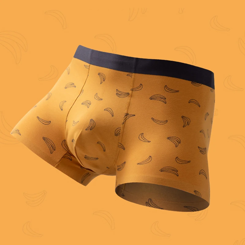 3pcs New Man Underwear Boxers Banana Printing Cotton Modal Mixed Fabric Comfortable 3D U Shape Pouch Under Panties Men Shorts