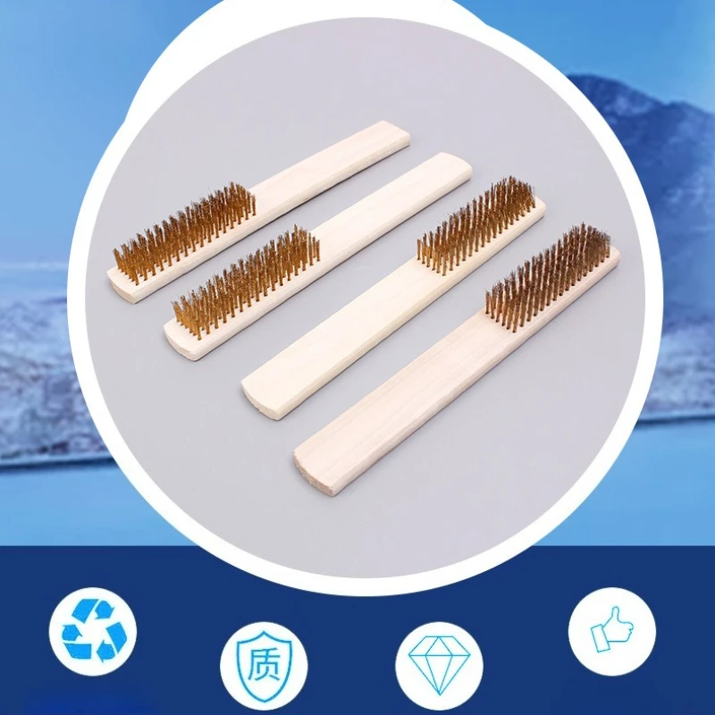 Jewelry Polishing Grinding Cleaning Tool - Efficient Rust Removal Wooden Handle Brass Wire Brush Professional Durable