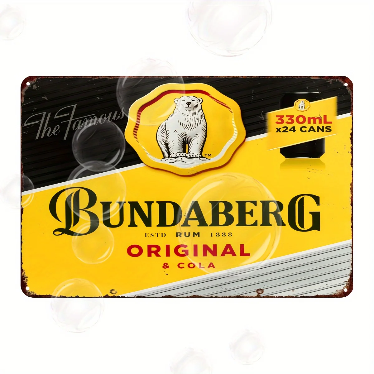 Letrero Metálico Vintage de Bundaberg Rum & Cola - Placa Decorativa de Hierro para Colgar en la Pared, Lata Retro Multiusos Preperforada para Hogar, Bar