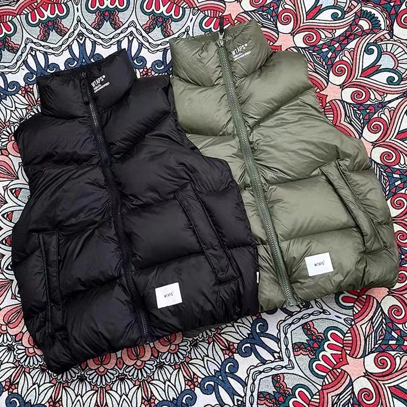 WTAPS Down Vest Coat Japanese High Neck Embroidered Small Label Logo Coat Men's Women's Winter Warm Waterproof Vest Down Jacket