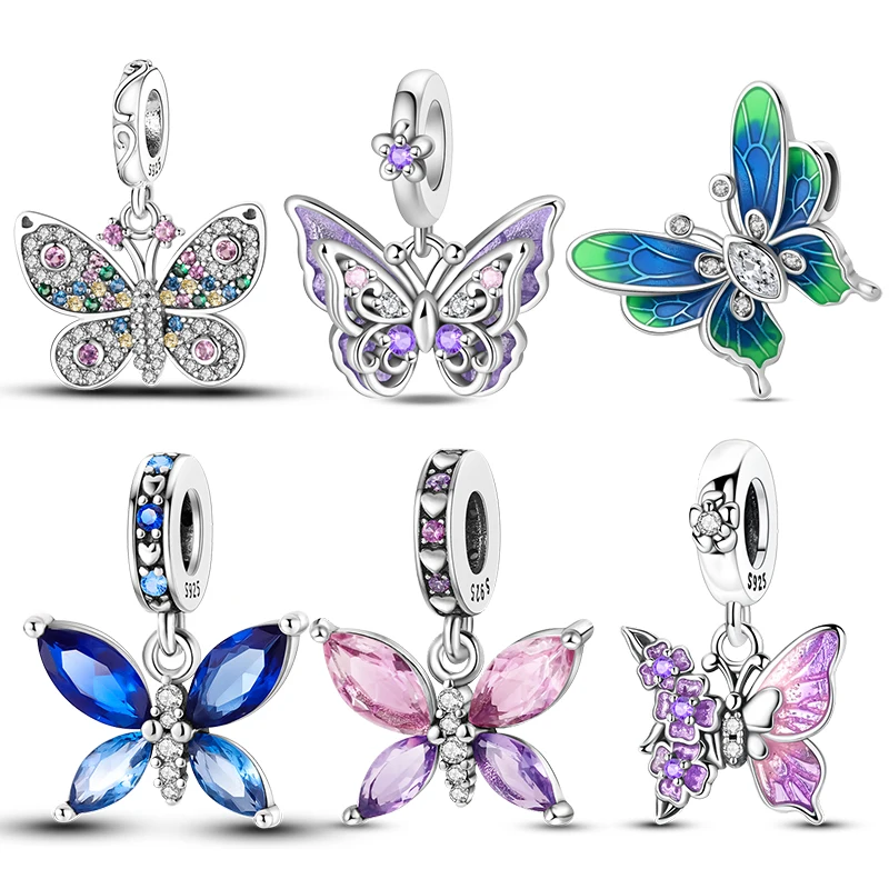 Butterflies And Dragonflies (Multiple Styles) Charm 925 Silver Charm Bead Fit 3mm Original Bracelet Womens DIY Fine Jewelry Gift