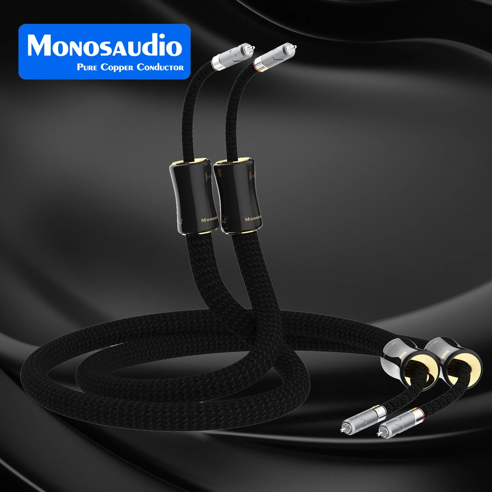 

Pair Monosaudio 6N Pure Silver RCA Cable Audio Interconnect Signal Cable Pure Copper Rhodium Plated RCA Plug for Amplifier DVD