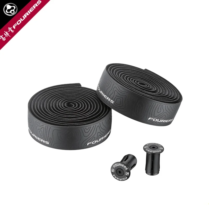 Fouriers Anti-Slip Road Bike Handlebar Tape Wet PU Shock Handle Bar Tape w/ Bar End Plugs Bicycle Anti-Vibration Wrap Tapes